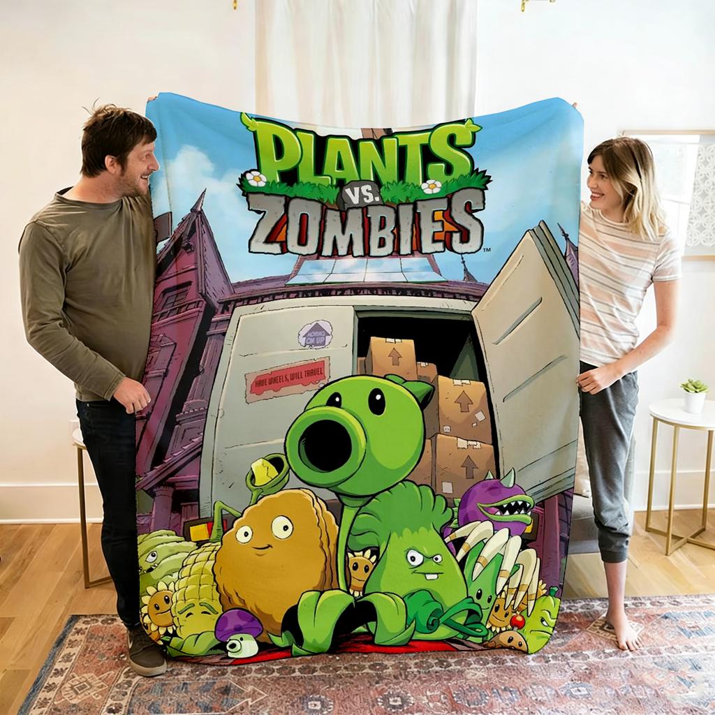 P-Plants Vs Z-Zombi Printed Fleece Throw Blanket Children Warm Soft Blankets for Sofa Bed Cover Blanket Travel Office Gift New