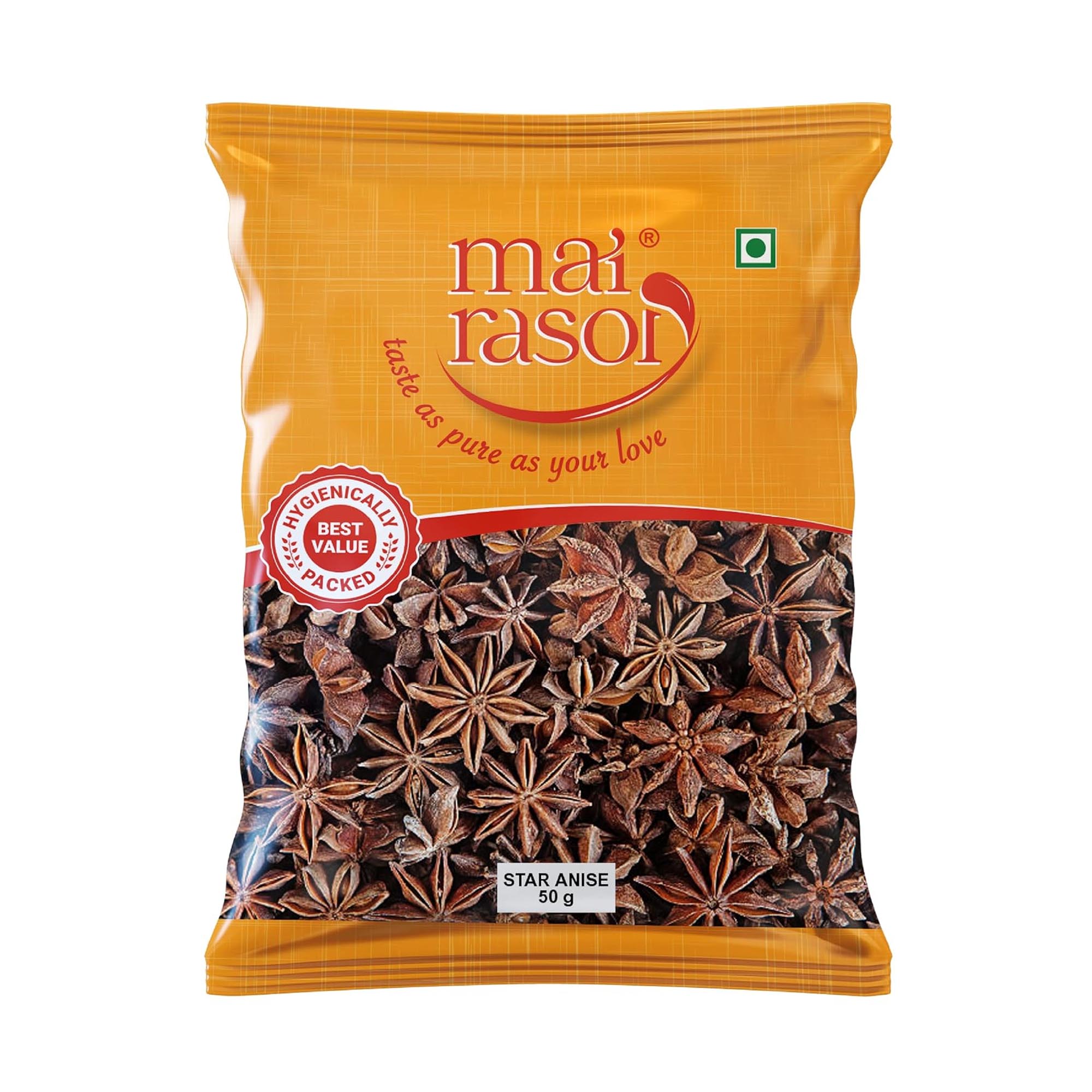 

MAI RASOI Star Anise Whole Chakri Phool Aromatic Spice For Biryani Masala Blends 50 g Pack Of 1 Premium ETO Processed