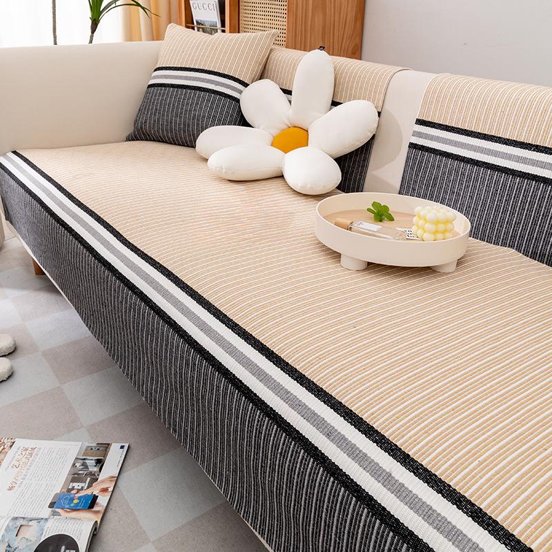 Cotton and Linen Modern Simple Sofa Cushion Sofa Towel Cover Cloth Cover Cover All-Inclusive Non-Slip Four Seasons Universal Cushion Thickened