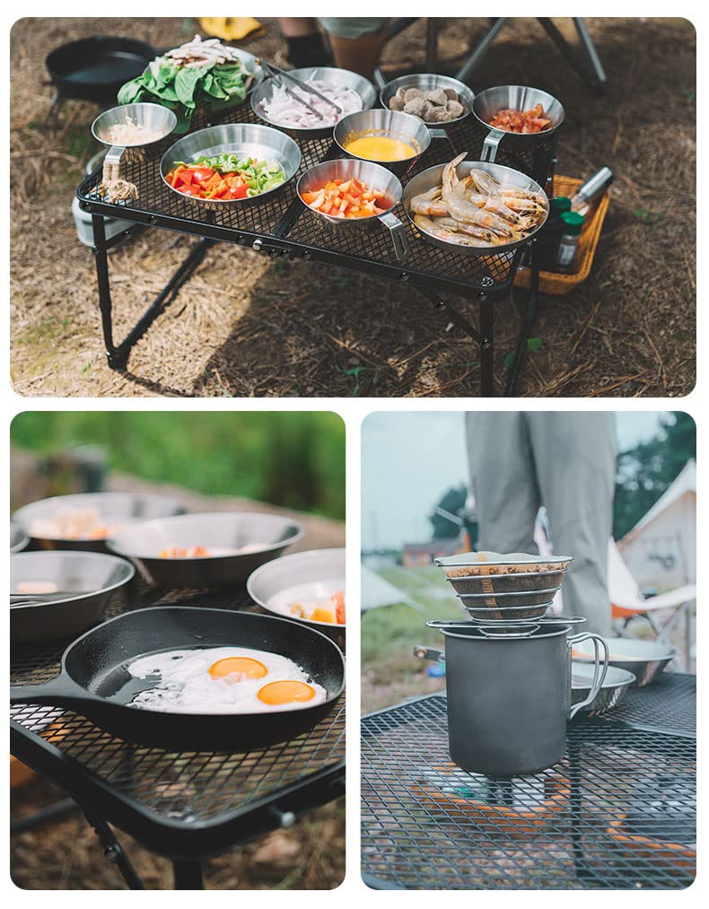 Anner Camping Table, Mesh Low Table, Bifold, Easy To Assemble, Lightweight, Compact, Load Capacity 30kg, Heat Resistance 200 Degrees, Aluminum, For