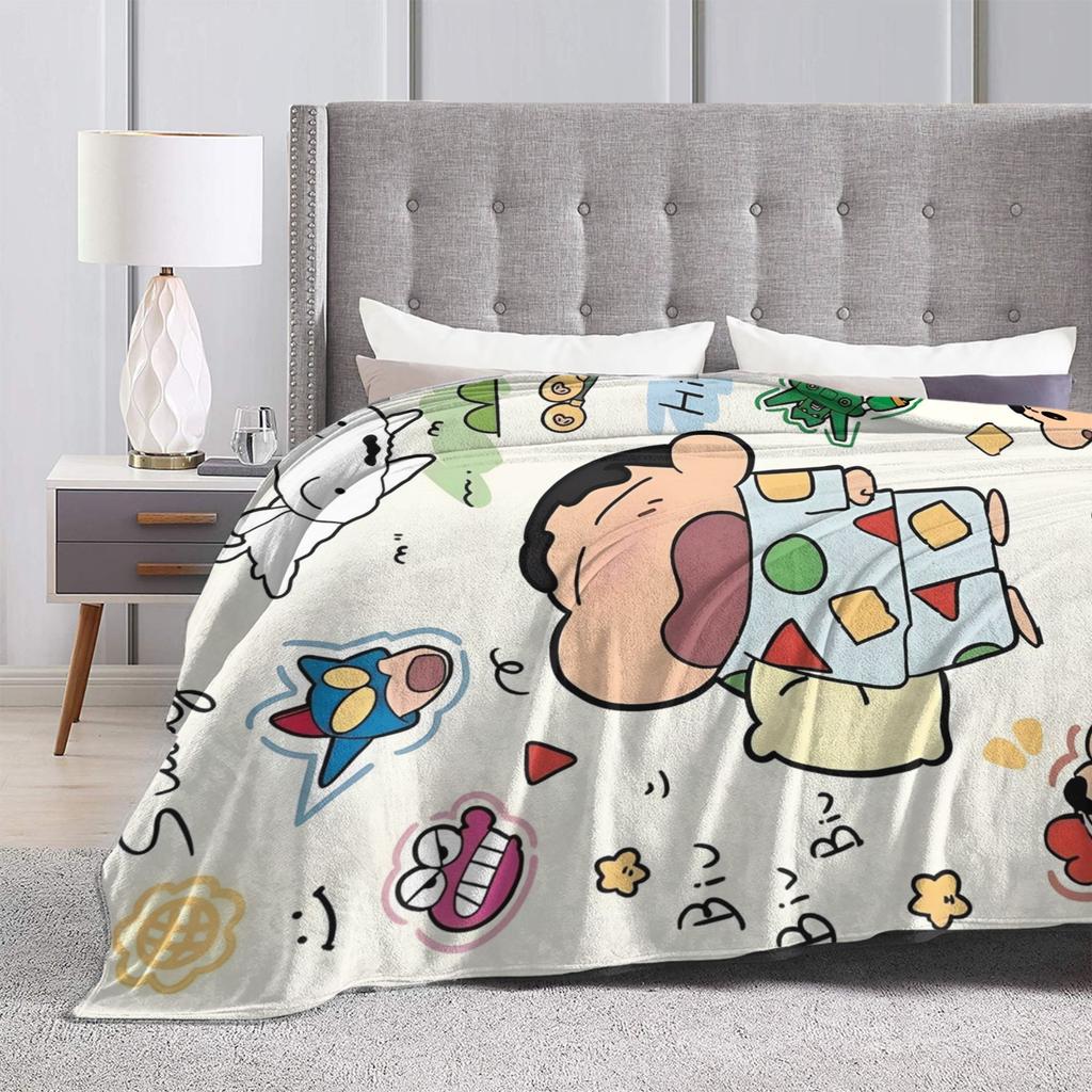 Cartoon Crayon Shin chan Knitted Blanket Fleece  Soft Throw Blankets for Outdoor Travel Bed Rug