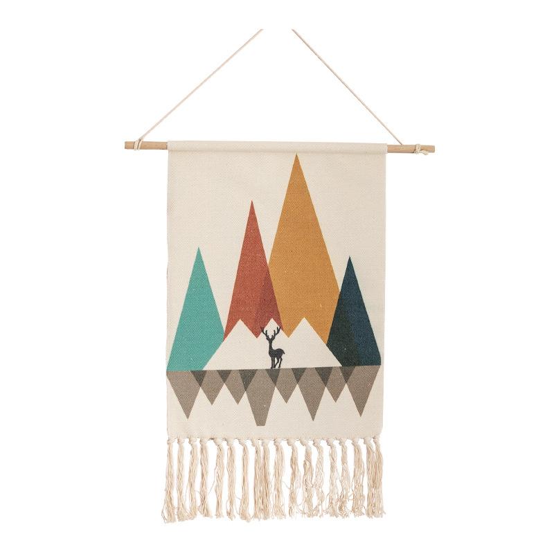 Indian Hand-woven Homestay Fringed Tapestry Decoration Nordic Meter Box Hanging Fabric Background Cloth Bedroom Hanging Cloth