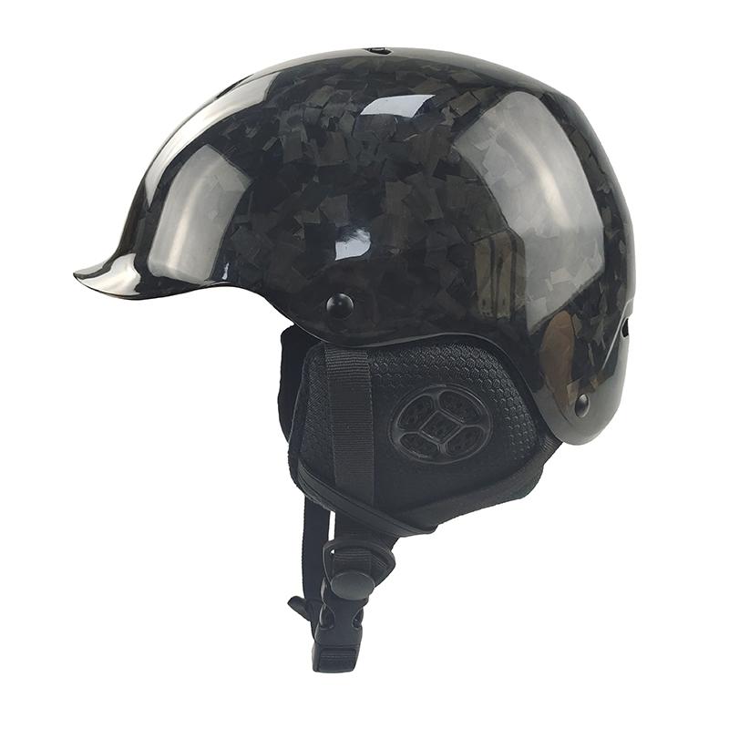 Carbon Fiber Ski and Snowboard Helmet Advanced Protective Gear for Free Riding Sports With Adjustable Size Snow Helmet S