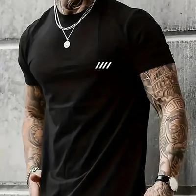 New Summer Men's Fashion T-shirt Personality Basic Versatility Printed Men's T-shirt Top
