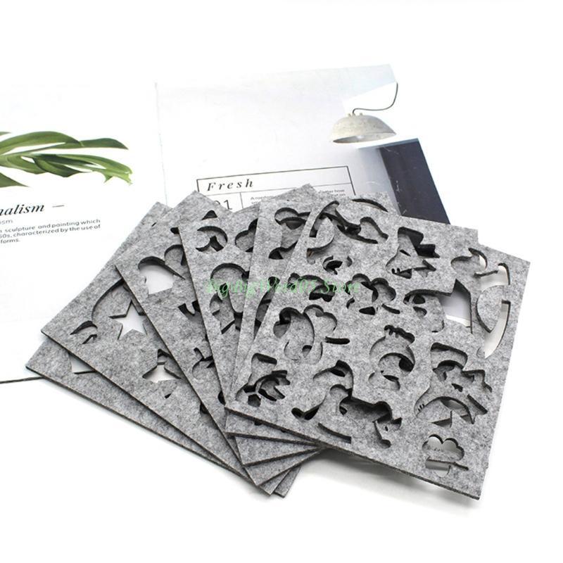 24TE 6ks Forma z vlněné plsti Stencil pro plstění jehlou DIY Řemeslo Šablona Aplikace Vyšívání