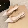 Women Sexy Chunky Heel Shoes Women Summer Pointed Toe Dress Slippers Designer  New Party Pumps Walking Femme  Slides