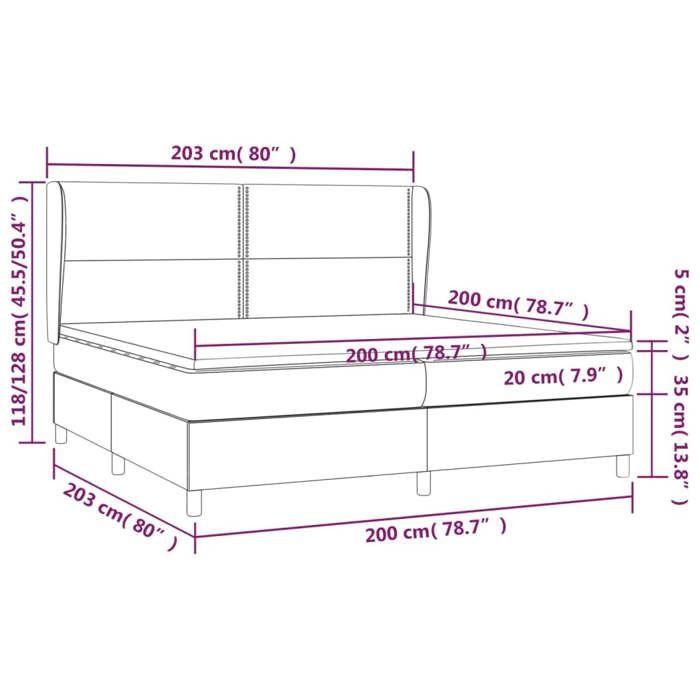3128992 vidaXL Lit à sommier tapissier avec matelas Blanc 200x200cm Similicuir