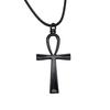 Náhrdelník s přívěskem kříže Ankh Staroegyptský symbol Gotické šperky S 45cm koženým řetízkem