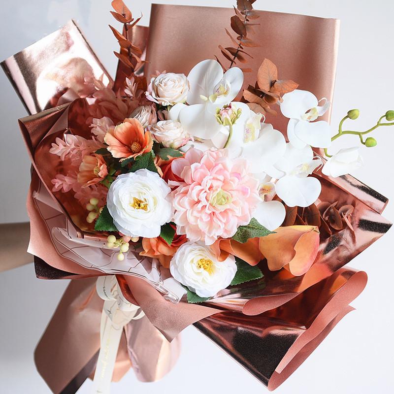 20 Sheets Shimmer Sand Art Wrapping Paper for Flower Bouquets - Korean Style Transparent Waterproof Floral Gift Wrap for Birthday, Wedding