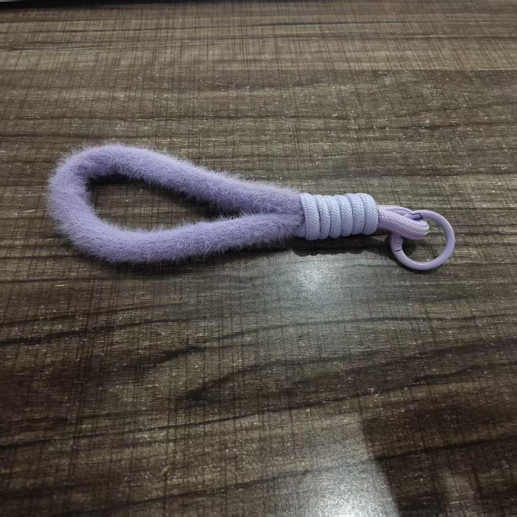 Creative Plush Mobile Phone Wrist Lanyard - Fashionable Anti-Drop Keychain with Single Buckle for Autumn and Winter