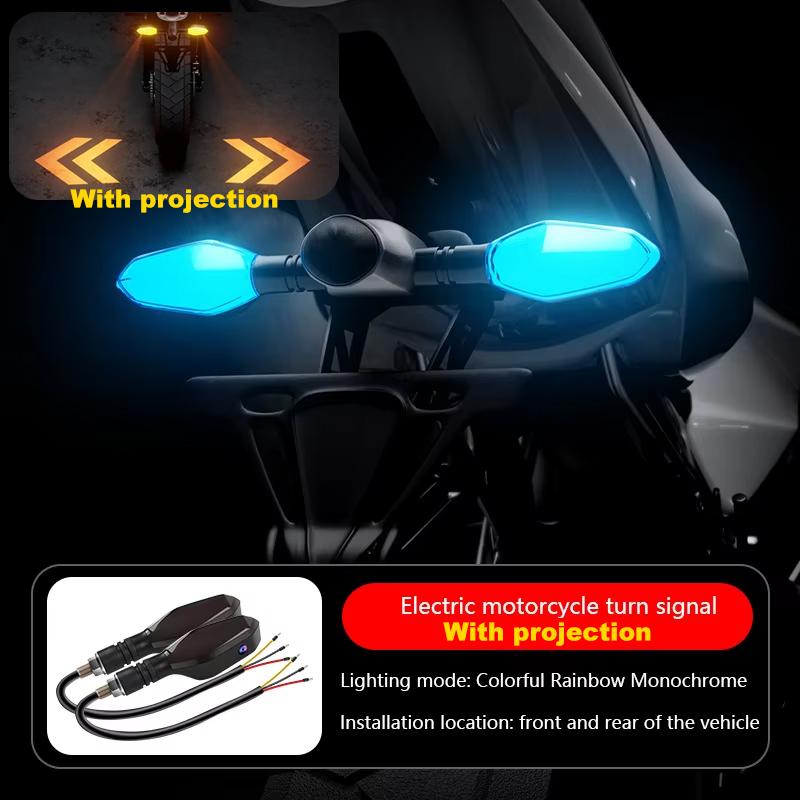2Pcs Motorcycle Turn Signals LED Projector Turn Signal Lights with Arrow Projection  Waterproof 27 ModesBlinkers Warn Light