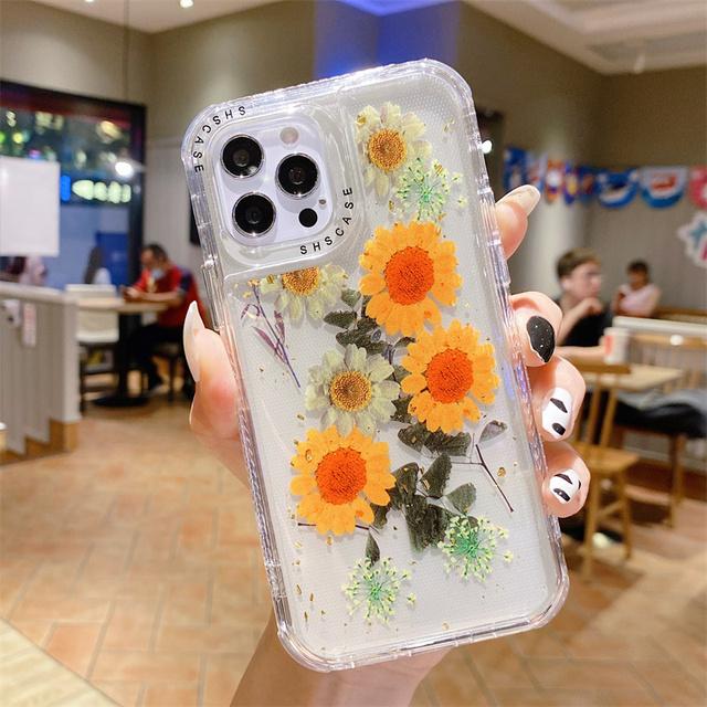 Nárazuvzdorný třpytivý květinový průhledný kryt na telefon pro Iphone 13 11 12 14 Pro Max 13pro Xs Max Xr X Dual Frame Nárazuvzdorný kryt nárazníku