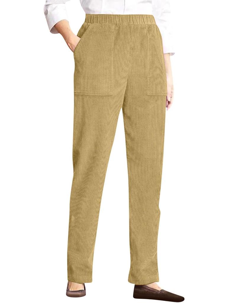 Women's Autumn/Winter Corduroy Elastic Waist Straight-Leg Pants