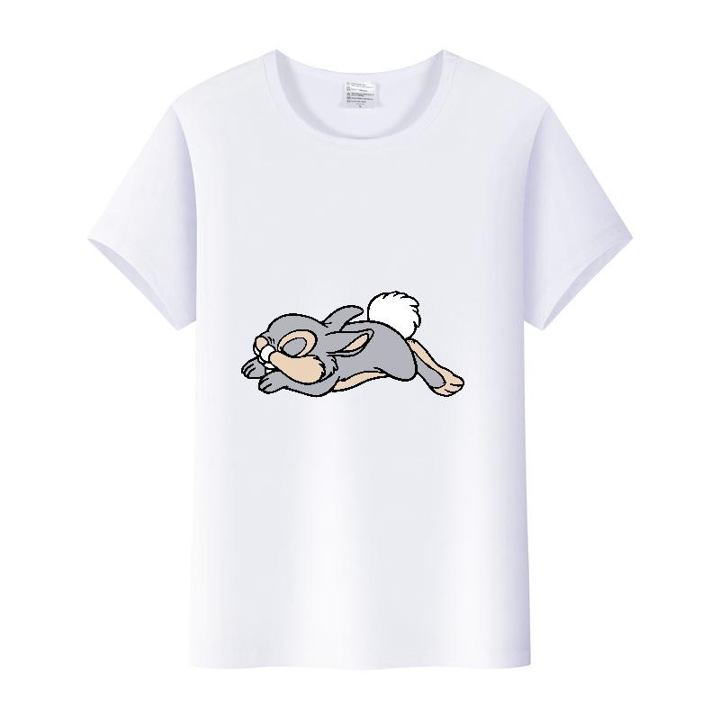 Kawaii Clothes Y2K Tshirt Plus Size Tops Unisex Cartoon Bambi Thumper Graphic T-shirt Summer Blouses White Tees
