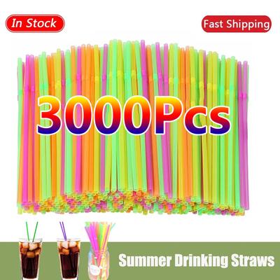 50-3000Pcs Multicolor Drinking Straws Rietjes Milk Tea Bar Party Wedding Kitchen Home Accessories Beverage Straw Wholesale