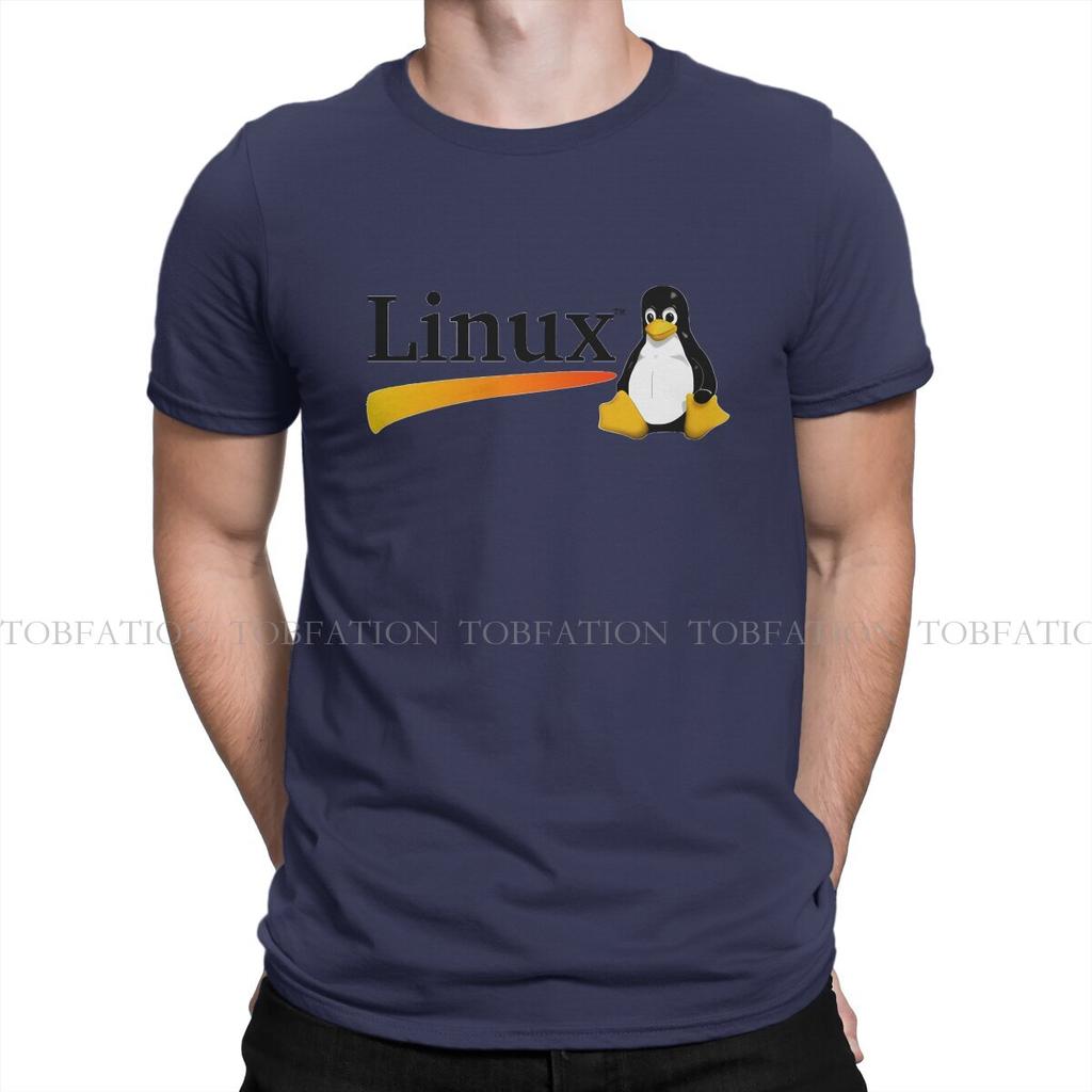 Classic O Neck Tshirt Linux Operating System Pure Cotton Fabric Basic T Shirt Men Clothes Fashion Oversized