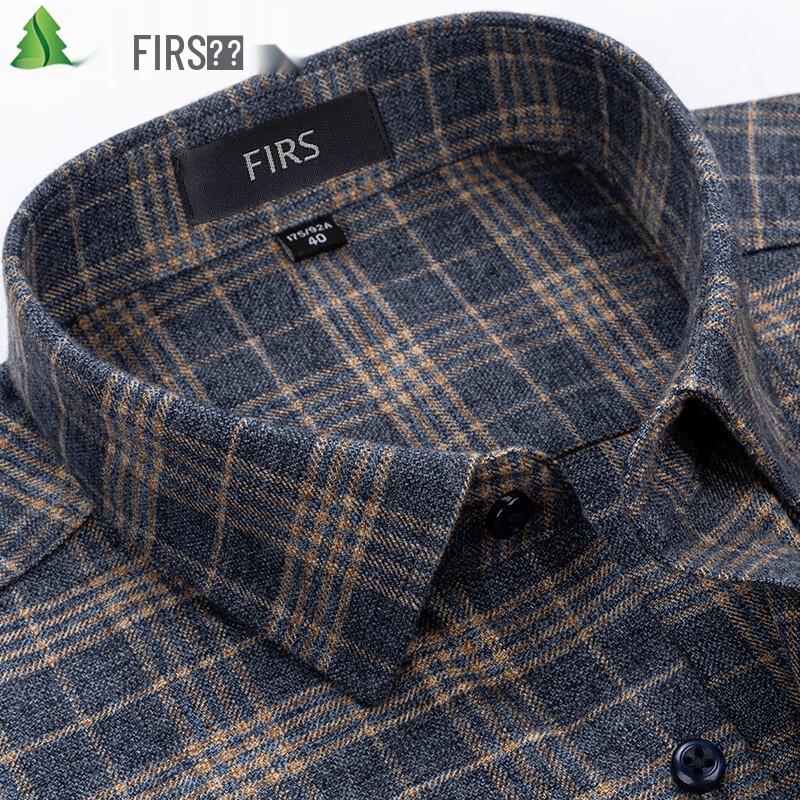 FIRS Men's Pure Cotton Brushed Plaid Long-Sleeve Shirt