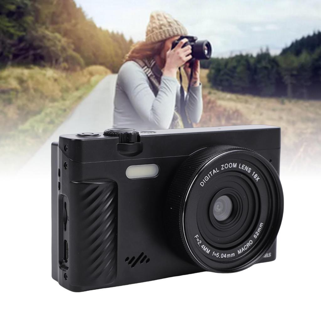 Fockety 4K Digital Camera for 4K 75MP 18X Zoom Vlogging Camera with Flip Beautification WiFi Mirrorless Point and Shoot Camera for Beginners