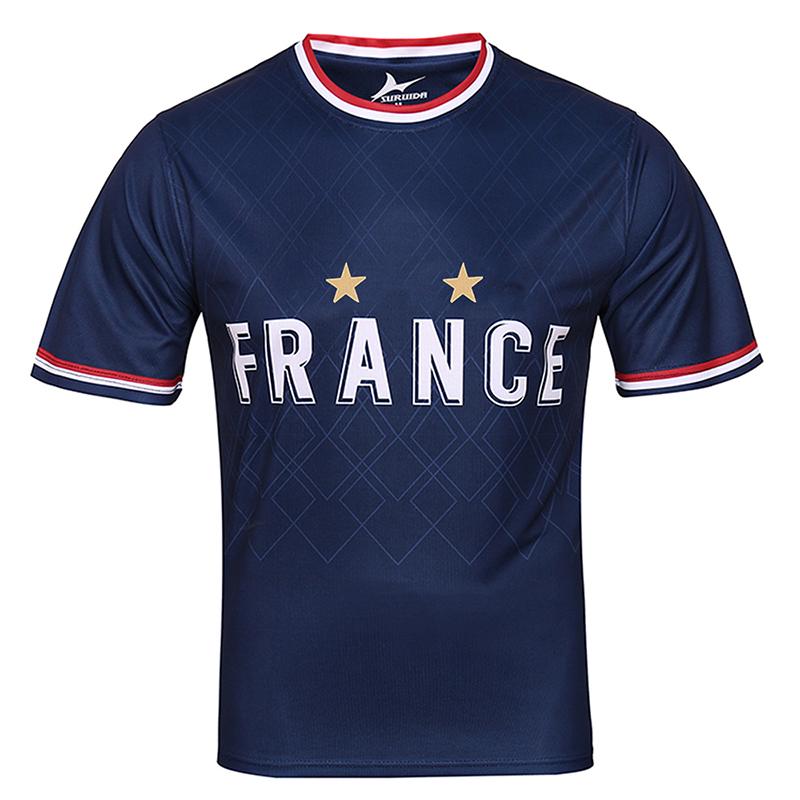 High Quality New Design European Team France Soccer Jersey Custom Quick Drying Football Uniform S синий