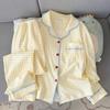 Womens Thick Fleece Pajama Set With Button Long Sleeve Top Pants Winter Home Comfort