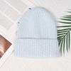 Angola rabbit fur warm solid color light board autumn and winter versatile candy color vertical stripe knitted hat women