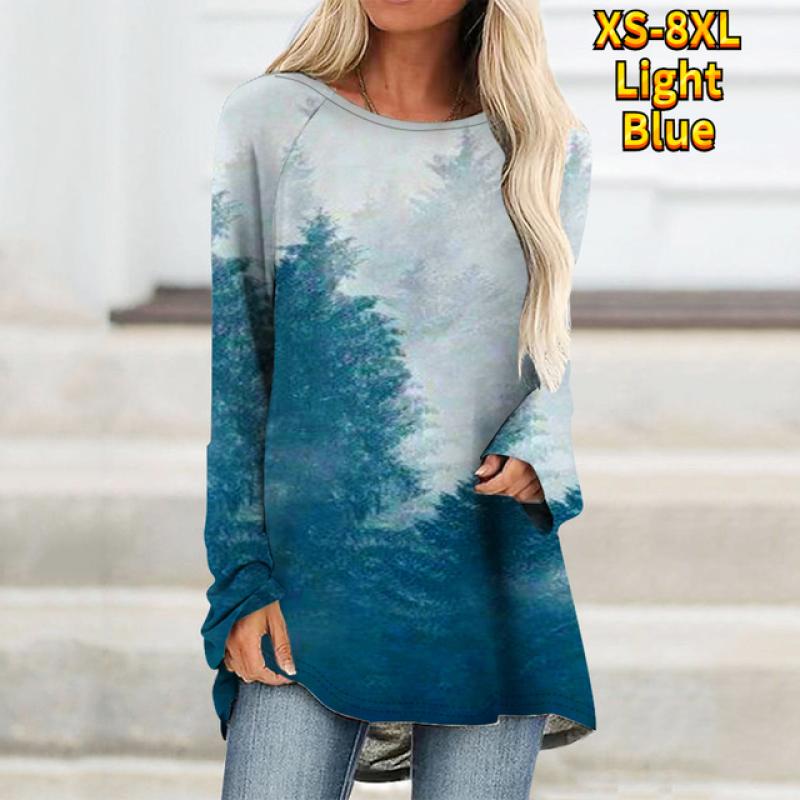 Классический изысканный женский повседневный свободный топ с круглым вырезом и длинным — фото 10