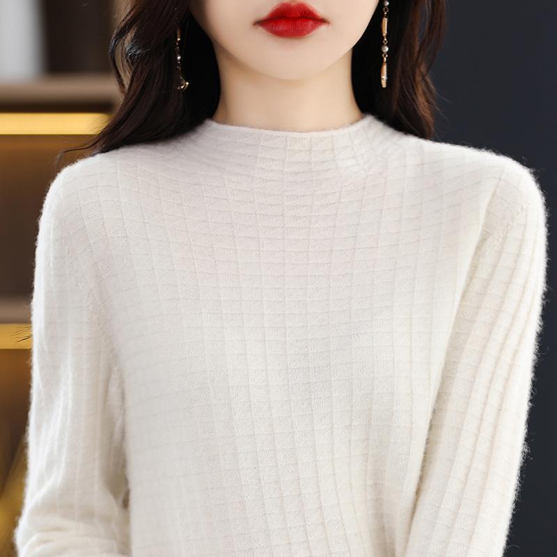 Women's Cashmere Sweater Qinghe Cashmere 30% Cashmere 70% Wool Women's Autumn and Winter Cashmere Pullover Soft and Warm
