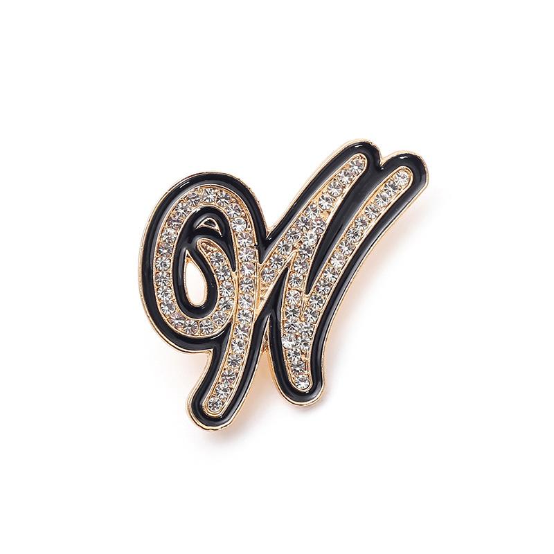 Fashion Women Rhinestone Brooch A-Z English Letter Metal Corsage Pins Crystal Alphabet Jewelry Shirt Clothes Accessories Gift