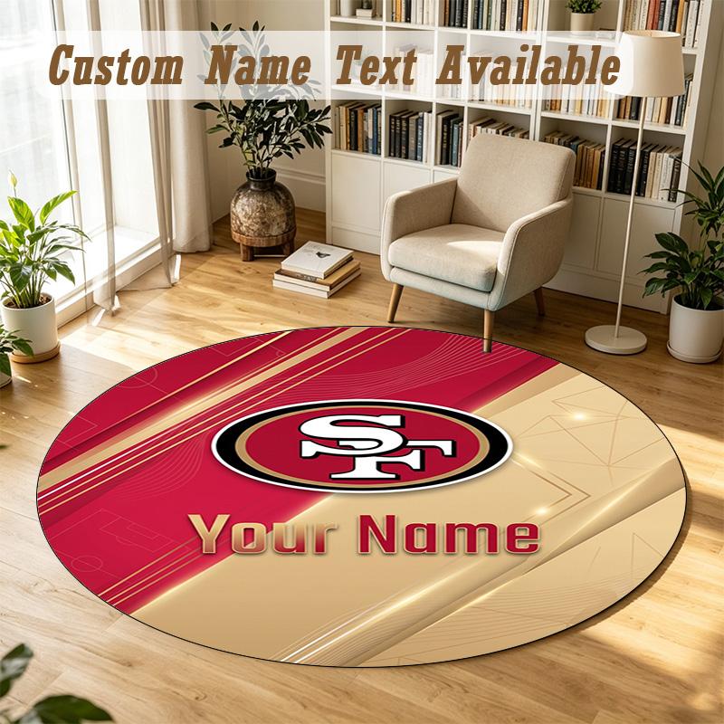 Round Rug Custom NameSan Francisco 49ers Pattern Non Slip Carpet Home Floor Decor