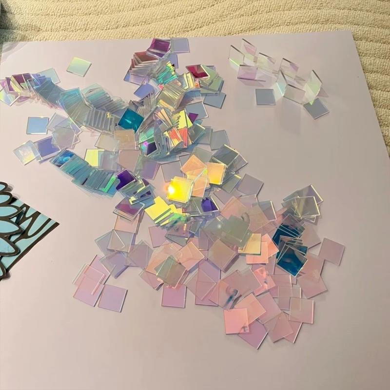 100 Pezzi Foglio Acrilico Olografico Arcobaleno Taglio Laser Colore Iridescente Pezzo Decorativo Artigianato Fai da Te Per Progetto Artistico Fatto a Mano Ornamento da Parete