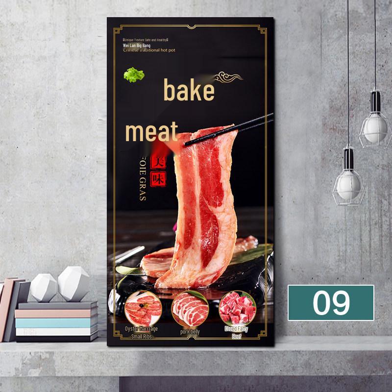 

Korean BBQ Restaurant Decor: Grilled Beef Charcoal Grill Mural 30*60+9mm thin plate+independent