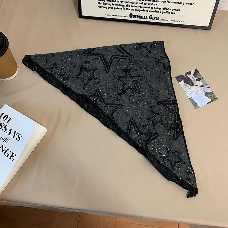 Falling Pool Knitwear Rhinestone Triangle Scarf: Y2K Style Cool Sweet Hip Hop Head Wrap Silk Scarf