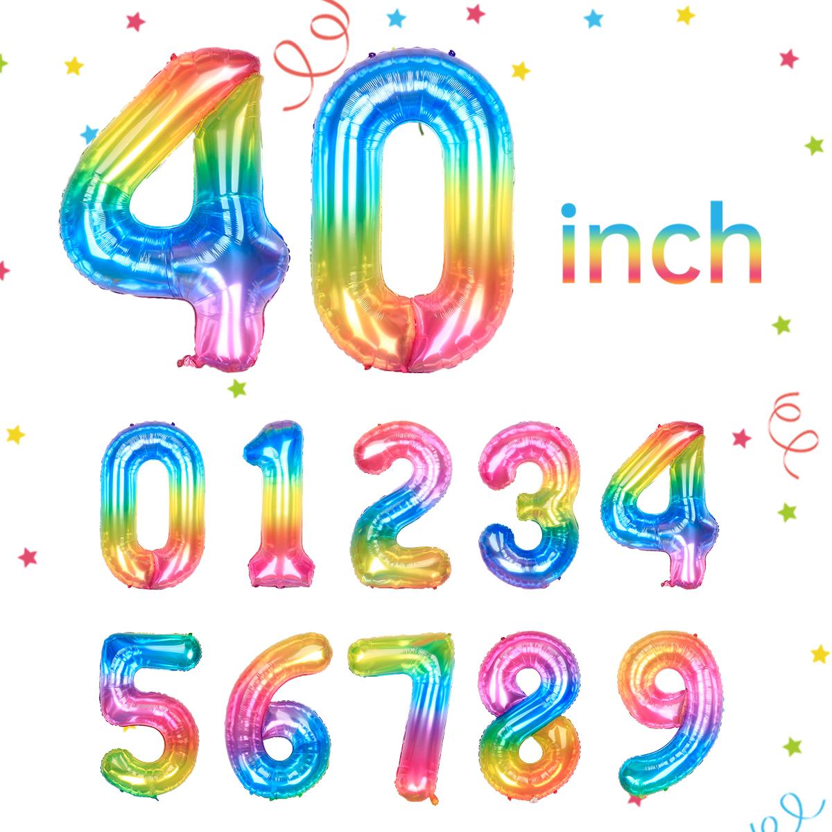

40-дюймовые радужные воздушные шары с цифрами, разноцветные градиентные цифры, украшения для дня рождения, свадьбы, годовщины, детского праздника 3&40INCH