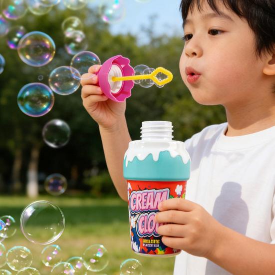Bubble Bottle Toys Mini Ice Cream Shape Portable Bubble Bottle Non-Spill Inverted Design Machine Blower Maker for Kids Outdoor Play Picnic Fun Party