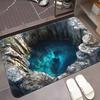 Abyss Pool Illusion Flannel Rug Non-Slip Absorbent Funny Door Mat for Entryway Bathroom Kitchen Home Decoration 60x90cm