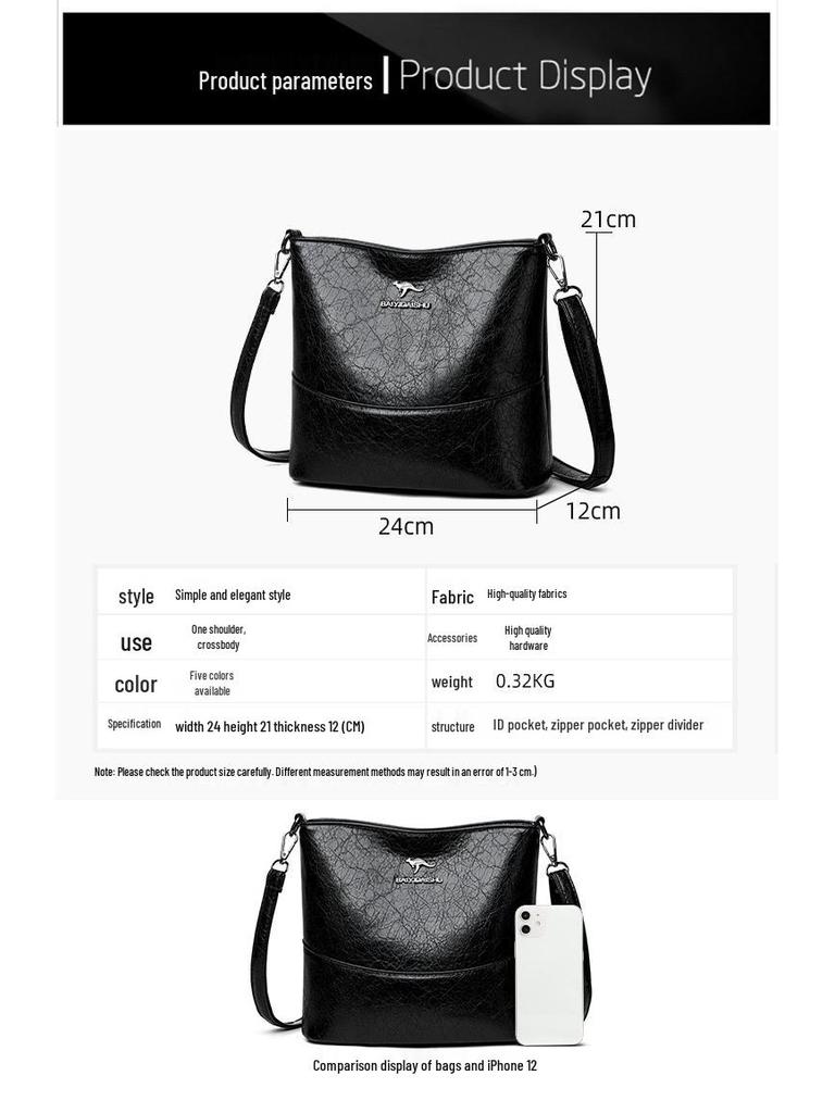 Women's 2025 Fashion Soft Leather Bucket Bag - Large Capacity, Practical Single Shoulder, Crossbody, and Underarm Bag