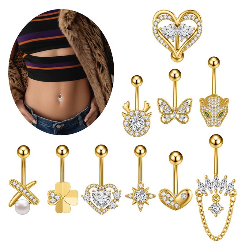 Fashion Belly Button Rings Simple Stainless Steel Heart Navel Piercing Barbell For Women Sexy Body Piercing Jewelry Gifts