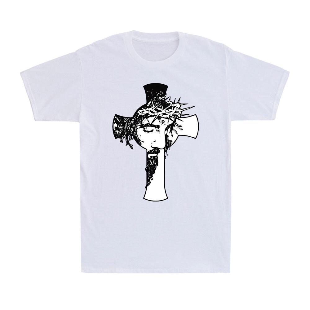 The Face of Jesus On a Cross Christian God Christianity Faith Men s T-Shirt S