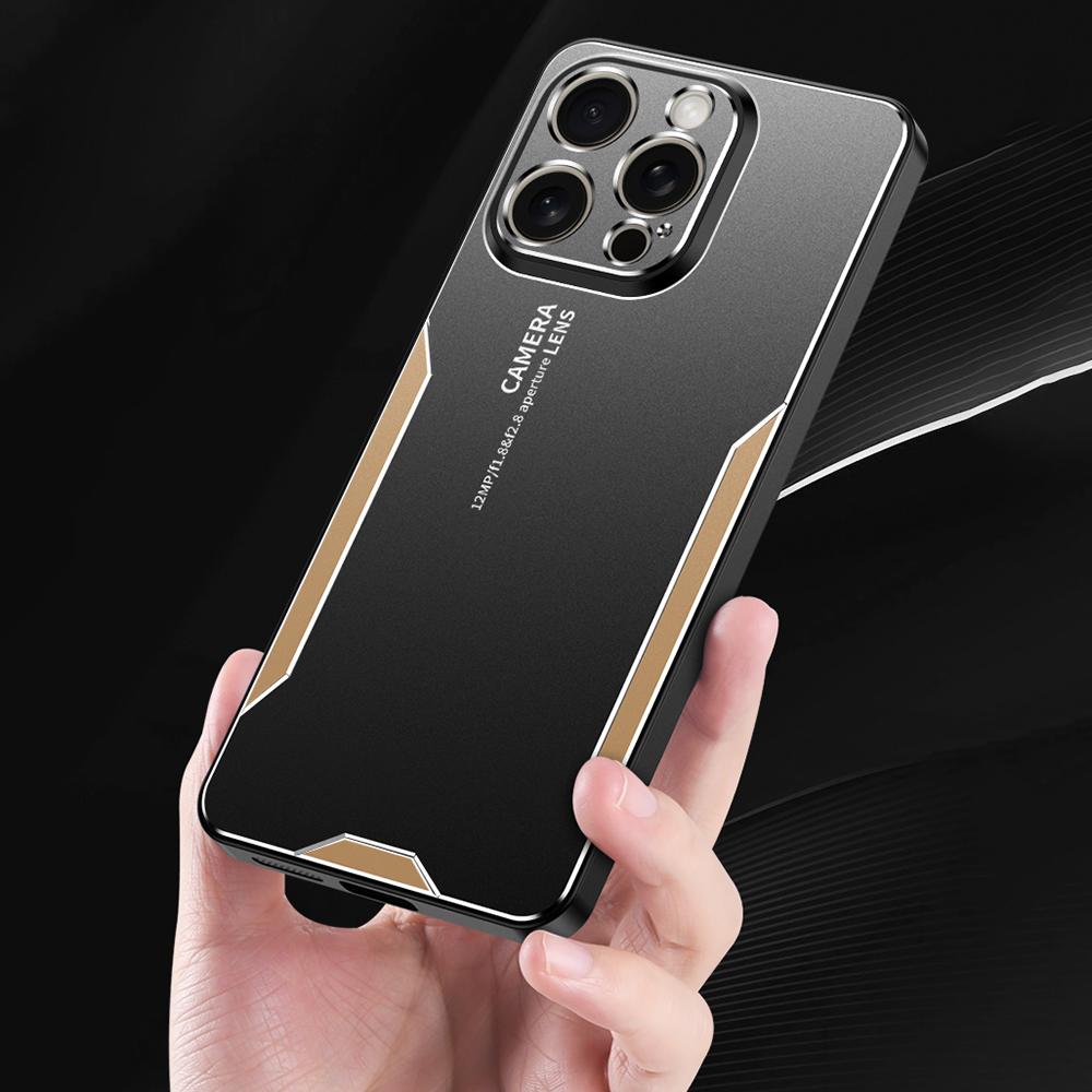 

For iPhone 16 Pro Max Phone Case Aluminium Alloy TPU PC Back Cover Silver