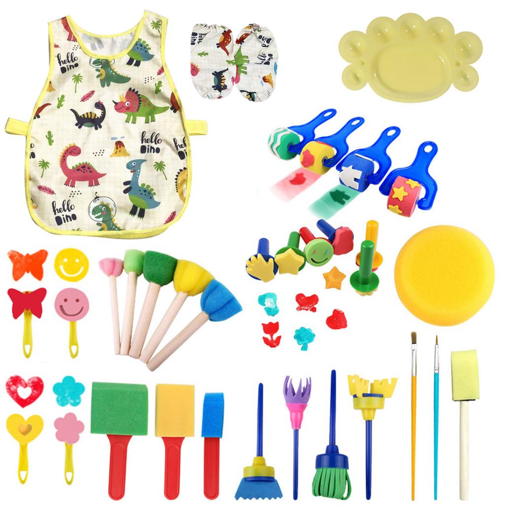 Artistic Painting Diy Set For Kids Featuring Colorful Doodle Apron And Vibrant Watercolors