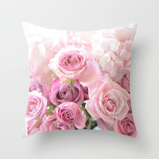 Rose Flower Cushion Cover Nordic Style Home Wedding Decoration Sofa Bed Car Pillowcase Pillow