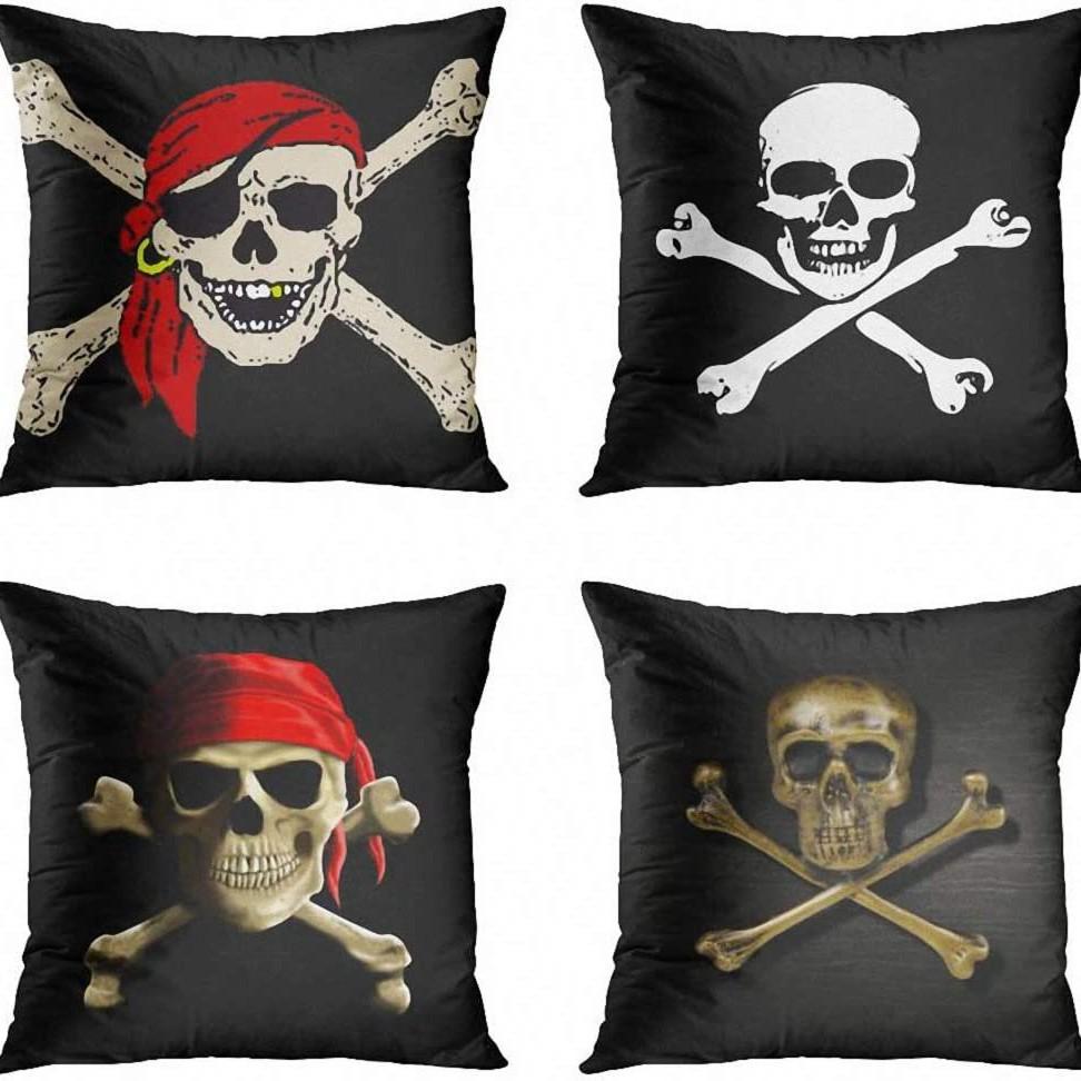 Halloween Pillowcase Skeleton Witch Pattern Line Print Bedroom Living Room Decoration Pillowcase
