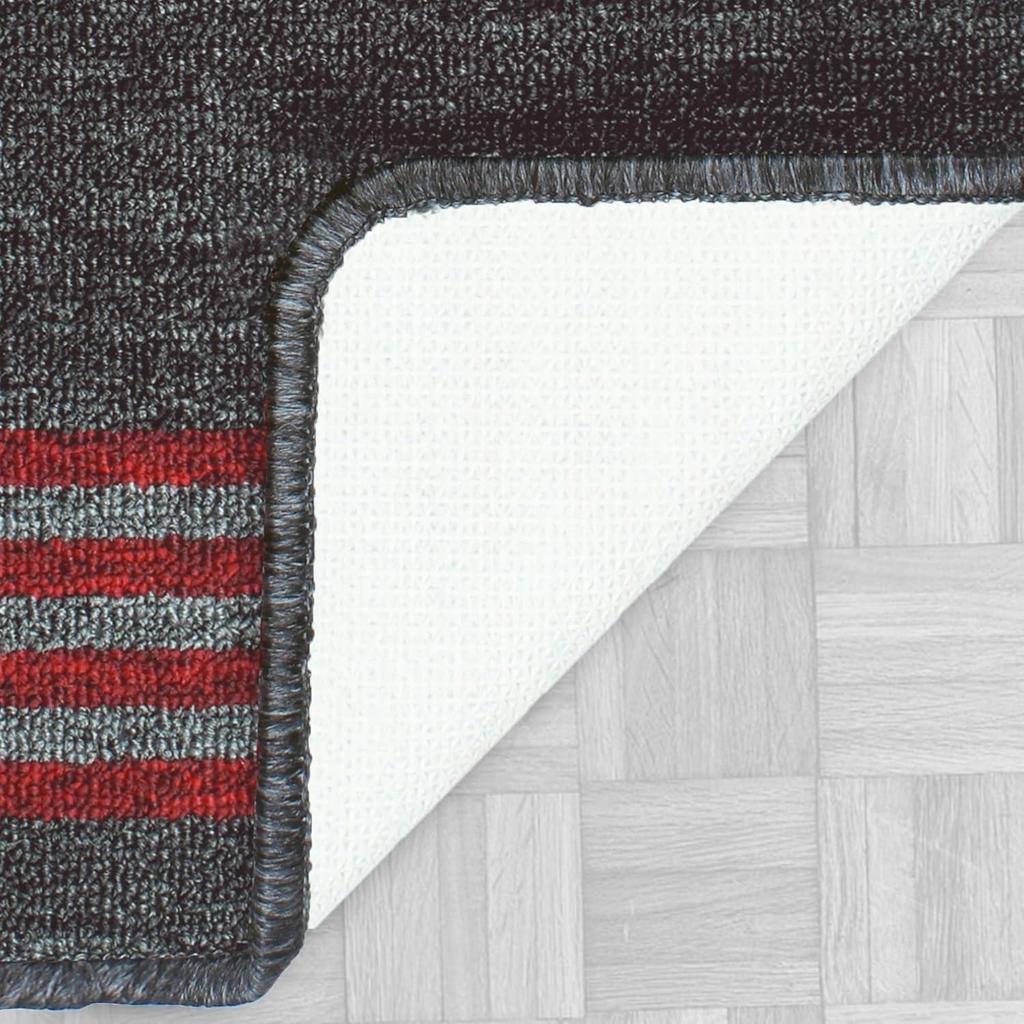 Soft Anti Slip Door Mat Set of 1, Anti-Skid Nylon Bathroom Mats Water Soak, 57 X 37 Cm, Charcoal Black Stripes Design