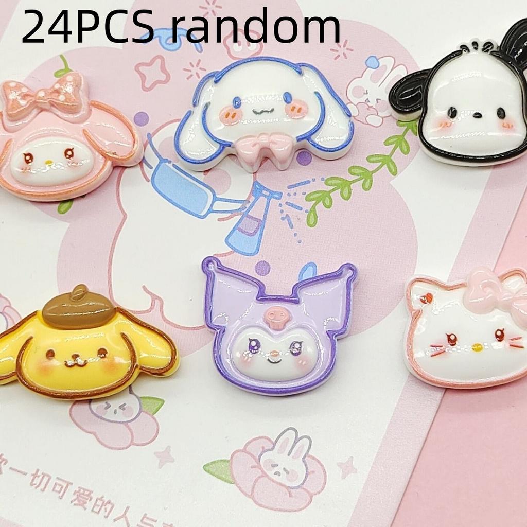 24/60PCS Cute Cartoon Bright Face DIY Handmade Material Resin Small Accessories Cream Gel Phone Case Hair Clip Accessories