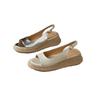 Korean version of fashion soft leather open-toed sandals women's simple versatile comfortable weave heel casual French temperament sandals women