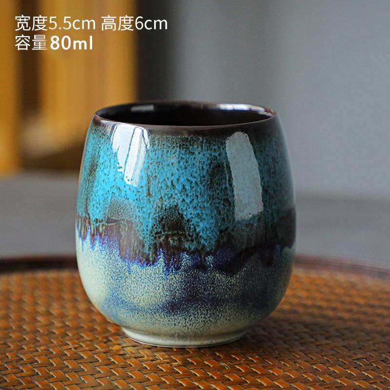 

Handmade 80ml Crystalline Glaze Ceramic Cup for Espresso Whiskey Tea Unique Design Small Master Cup Home Bar Office Use 80ml синій