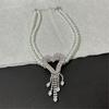 Fashion Light Luxury High Tooxika Sense Of Double Pearl Flash Diamond Love Tassel Necklace Necklace Collar Chain Collarbone Chain