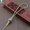 Handmade Woven Ancient-Style Dimple Knot Pendant - Golden Car Ornament with Grip Rope