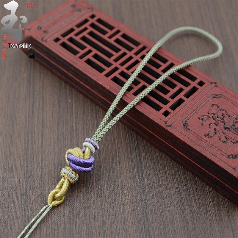 Handmade Woven Ancient-Style Dimple Knot Pendant - Golden Car Ornament with Grip Rope