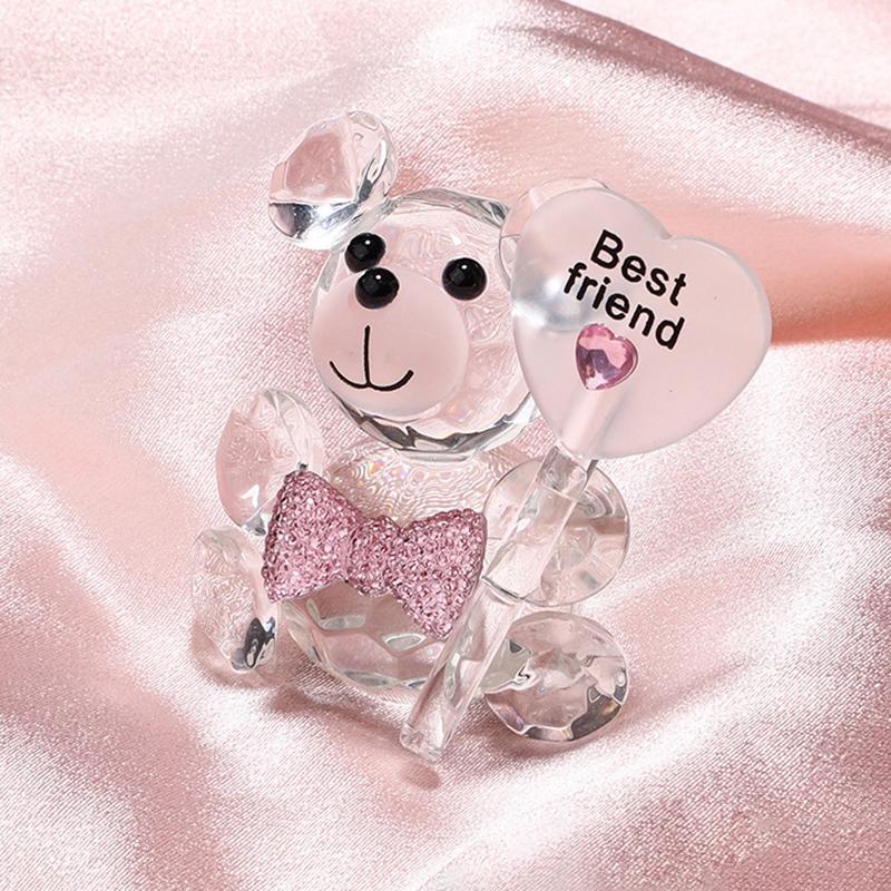 Kristallbär mit der Aufschrift „I Love You“, Geschenk zum Valentinstag, künstliche Rose aus Glas, Muttertag, Hochzeit, Party, Babyparty, Geschenk für Gäste